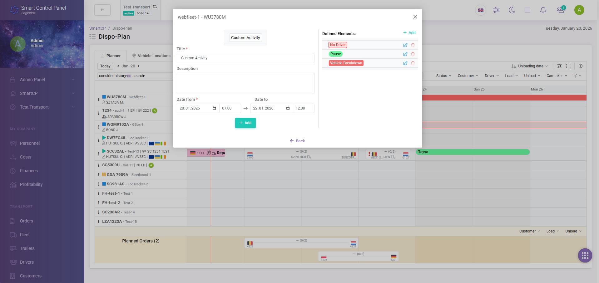 Adding custom activity